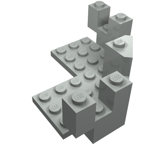 Lego Castle Turret Top 7 x 7 Corner / Light Gray