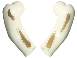 Lego Arm, (Matching Left and Right) Pair Long with Dark Tan Dirt Stains Type 2 Pattern