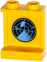 Lego Panel 1 x 2 x 2 with Side Supports - Hollow Studs with Medium Azure Radar Screen Pattern on Inside (Sticker) - Set 60092