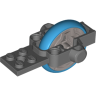 Lego Fly Wheel with Plate 2 x 8 and Dark Azure Tire [Complete Assembly] (Rip Cord Base) / Dark Bluish Gray