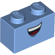 Lego Brick 1 x 2 with Smiling Mouth Print (Guido)