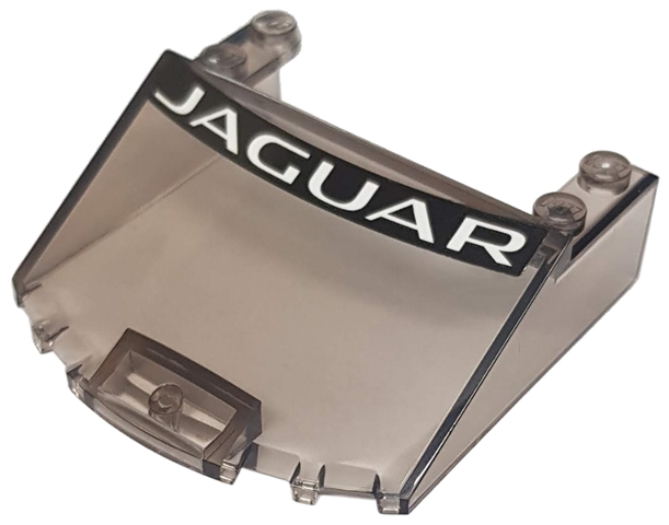 Lego Windscreen 6 x 6 x 1 2/3 with White 'JAGUAR' on Black Background Pattern (Sticker) - Set 76898 / Trans-Brown