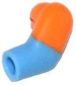 Lego Arm, Left with Molded Orange Short Sleeve  Pattern / Medium Blue