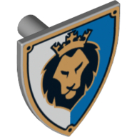 Lego Shield Triangular with Lion Head, Blue and White Background Print