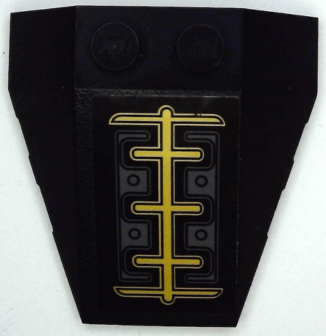 Lego Wedge 4 x 4 Triple with Stud Notches with Gold Lines and Dark Bluish Gray Armor Plates Pattern (Sticker) - Set 71699