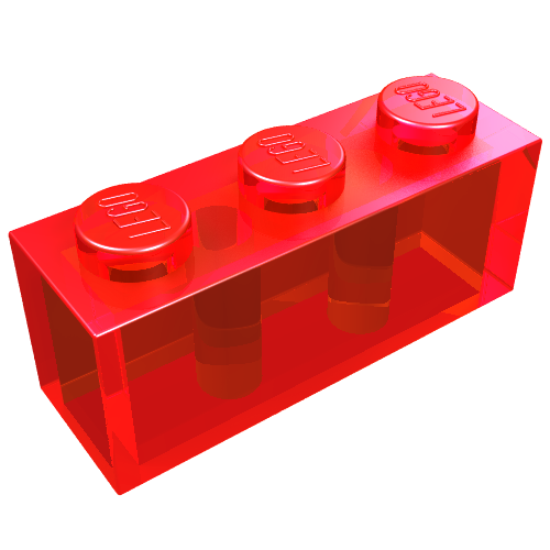 Lego Brick 1 x 3 / Trans-Red