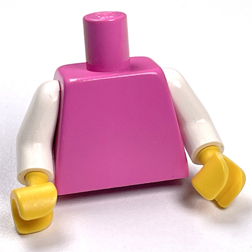 Lego Torso, White Arms, Yellow Hands [Plain] / Medium Dark Pink