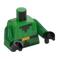 Lego Torso, Pixelated Vest, Green Stripes, Black Belt, Gold Belt Buckle Print, Green Arms, Black Hands / Bright Green