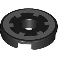 Lego Tile Round 2 x 2 with Hole with Silver Gear Print