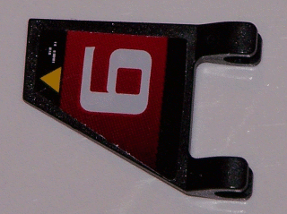 Lego Flag 2 x 2 Trapezoid with Flat Edge with Yellow Triangle and White Number 9 on Red Background Pattern Model Right Side (Sticker) - Set 8357