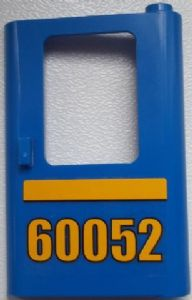 Lego Door 1 x 4 x 5 Train Right, Thin Support at Bottom with Bright Light Orange Stripe and '60052' Pattern (Sticker) - Set 60052