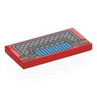 Lego Tile 2 x 4 with Grill, Winch with Dark Azure Rope Print