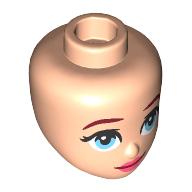 Lego Minidoll Head with Dark Red Eyebrows, Medium Azure Eyes, Coral Lips / Light Nougat