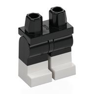Lego Hips with Black Legs and White Boots Pattern with White Armor, Medium Azure Straps, Gold Clasps Print