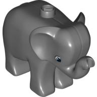 Lego Duplo Animal Elephant Baby Standing, Angular Eye Print / Dark Bluish Gray