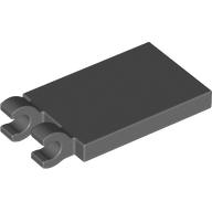 Lego Tile Special 2 x 3 with 2 Clips without Tab between Clips / Dark Bluish Gray