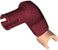 Lego Arm Large with Pin, Left with Light Nougat Hand / Dark Red