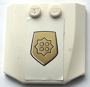 Lego Wedge 4 x 4 x 2/3 Triple Curved with World City Gold Police Badge on White Background Pattern (Sticker) - Sets 4850 / 7030