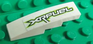Lego Slope, Curved 4 x 1 with 'XRFUEL' Pattern Model Right Side (Sticker) - Set 8492