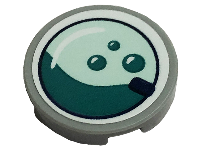 Lego Tile, Round 2 x 2 with Bottom Stud Holder with Dark Turquoise Water and Bubbles on Light Aqua Background Pattern (Sticker) - Set 41449