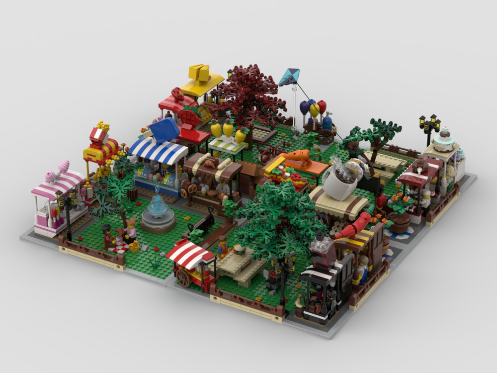 Lego Modular Market - Display + 16 stands MOCs