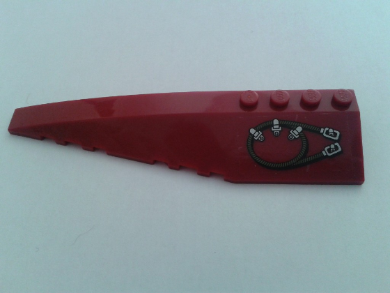 Lego Wedge 12 x 3 Left with Cable Pattern (Sticker) - Set 7297 / Dark Red