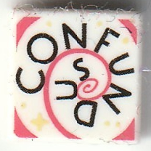 Lego Tile 1 x 1 with Black 'CONFUNDUS' Print