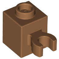 Lego Brick Special 1 x 1 with Clip Vertical [Open O Clip, Hollow Stud] / Medium Nougat