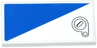 Lego Tile 2 x 4 with Blue Triangle and Filler Cap Pattern Model Right Side (Sticker) - Set 60079