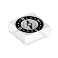 Lego Tile 1 x 1 with Compass Print / Trans-Clear