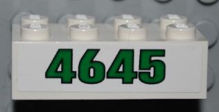 Lego Brick 2 x 4 with Green '4645' on White Background Pattern (Sticker) - Set 4645