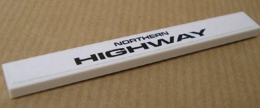 Lego Tile 1 x 8 with 'NORTHERN HIGHWAY' Pattern (Sticker) - Set 8147