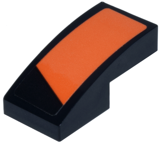 Lego Slope, Curved 2 x 1 x 2/3 with Orange Angled Panel Pattern Model Right Side (Sticker) - Set 77251
