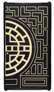 Lego Glass for Window 1 x 4 x 6 with Gold Geometric Design with Half Circle Pattern Model Right Side (Sticker) - Set 71242
