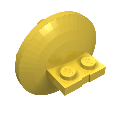 Lego Plate Special 1 x 2 with 4 x 4 disk at 90 degrees / Yellow