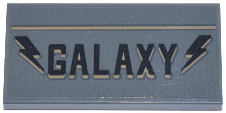Lego Tile 2 x 4 with Black and Dark Tan 'GALAXY', Line and Lightning Bolts Pattern (Sticker) - Set 76271