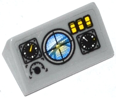 Lego Slope 30 1 x 2 x 2/3 with Horizon Screen, 3 Gauges and 3 Yellow Switches Pattern (Sticker) - Set 60046