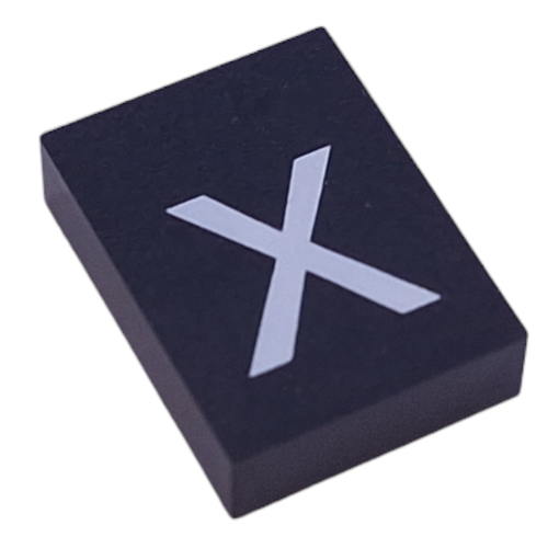 Lego Modulex Tile 3 x 4 with White 'x' Print, without Internal Supports / Modulex Black