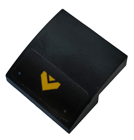 Lego Slope, Curved 2 x 2 x 2/3 with Rivets and Yellow Arrow Pattern (Sticker) - Set 76160