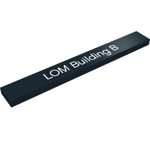 Lego Tile 1 x 8 with 'LOM Building B' Print
