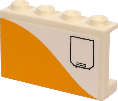 Lego Panel 1 x 4 x 2 with Side Supports - Hollow Studs with Black Hatch and Bright Light Orange Stripe Pattern Model Right Side (Sticker) - Set 60262