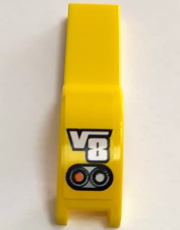 Lego Vehicle, Mudguard 1 x 4 1/2 with 'V8' and Taillights Pattern Model Left Side (Sticker) - Set 8135