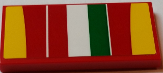 Lego Tile 2 x 4 with Italian Flag and Yellow and Red Curved Stripes Pattern (Sticker) - Set 75908