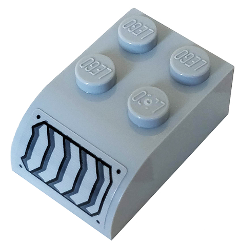 Lego Slope, Curved 3 x 2 with 4 Studs with Vents and Rivets Pattern Model Right Side (Sticker) - Set 76160 / Light Bluish Gray