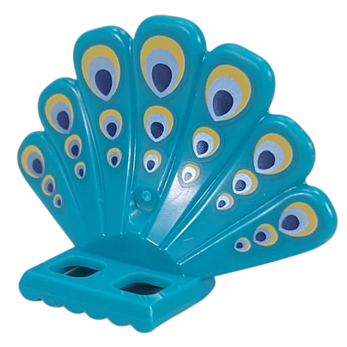 Lego Minifig Hipwear Turkey Fan Tail with Yellow/Metal Blue/Dark Blue Peacock Feathers print / Dark Turquoise