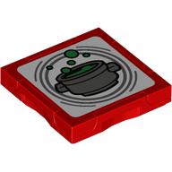 Lego Tile Special 2 x 2 with SMART Tag with Cauldron Print / Red
