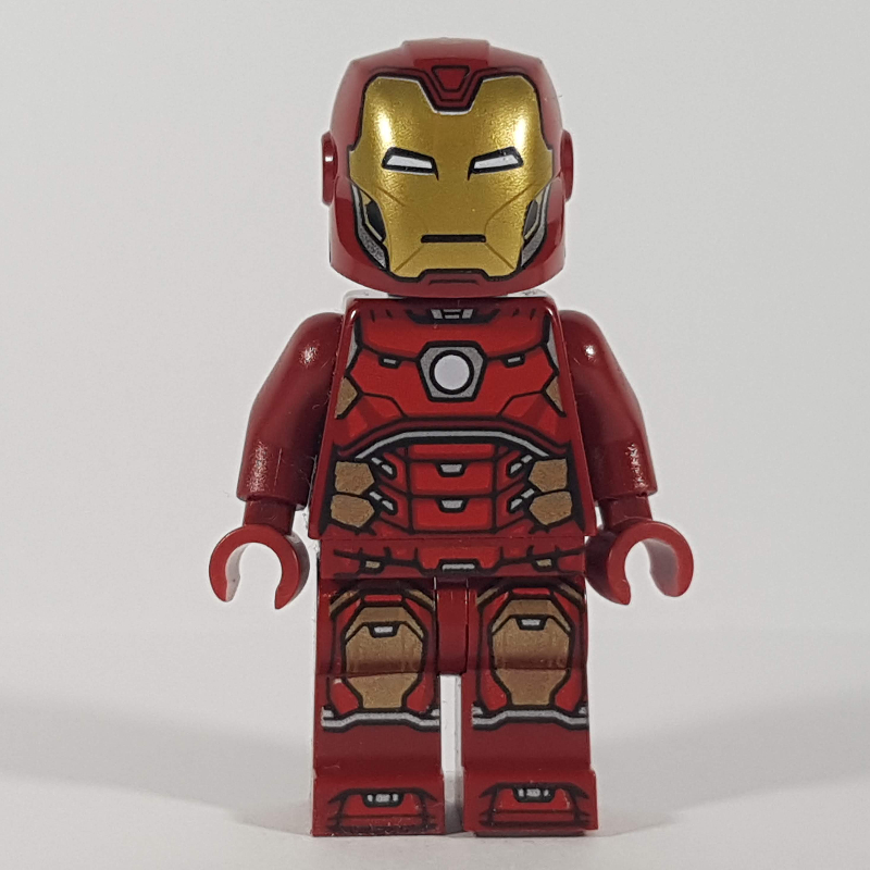 Lego Iron Man Mark 43 Armor, Visor Printed on Helmet, Plain Trans-Clear Head