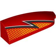 Lego Brick Round, Curved Double 1 x 4 with Stud Notch Right with Black/White Lightning, Bright Light Orange Dots print