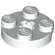 Lego Plate Round 2 x 2 with Axle Hole Type 1 (+ Opening) / White
