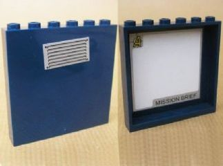 Lego Panel 1 x 6 x 5 with Air Vent on Outside and 'MISSION BRIEF' on Inside Pattern (Stickers) - Set 8635